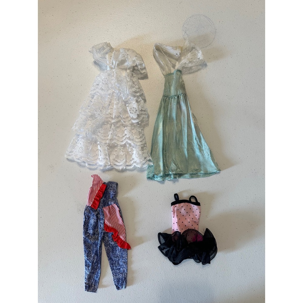 Vintage Barbie Doll Clothes Lot Lace Gown Jumpsuit Tutu Dress Mixed Outfits